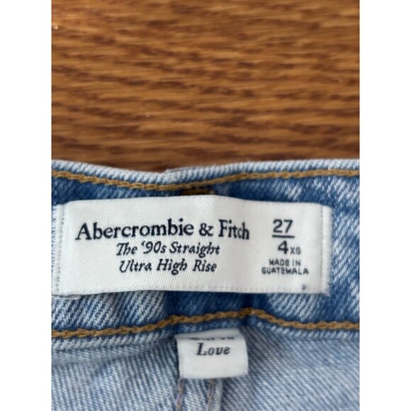 Abercrombie Fitch Womens 90s Straight Ultra High-Rise Jeans Size 4 X-SHORT Blue - Picture 3 of 5